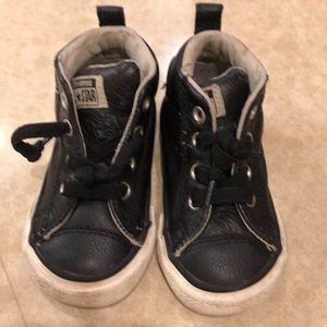 Black Leather toddler converse sneakers -size 5